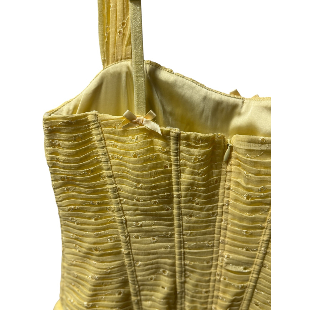 For Love & Lemons Bustier Maxi Dress Eyelet Corset Yellow Maxi S - Picture 11 of 16